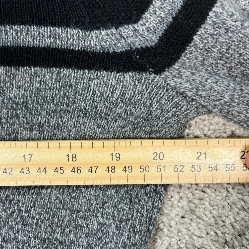 Banana Republic Merino Wool Sweater Mens S Grey Italian Yarn‎ Mock Neck Striped